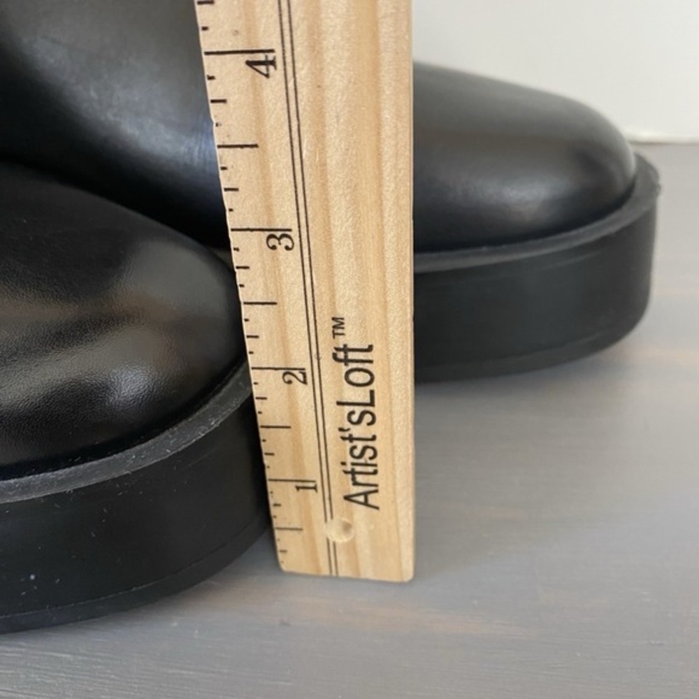 Mango Y2K Platform Tall Leather Boots‎ Women Size 9 EU 40 Black Gothic Gorpcore - Picture 10 of 12